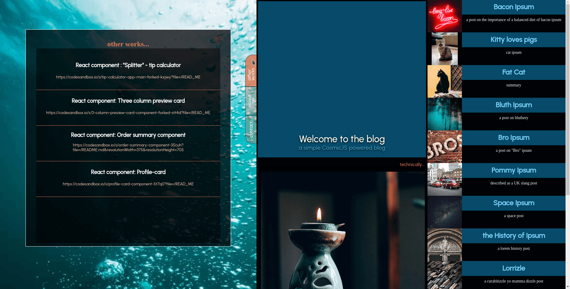 screenshot of other works tab opened 