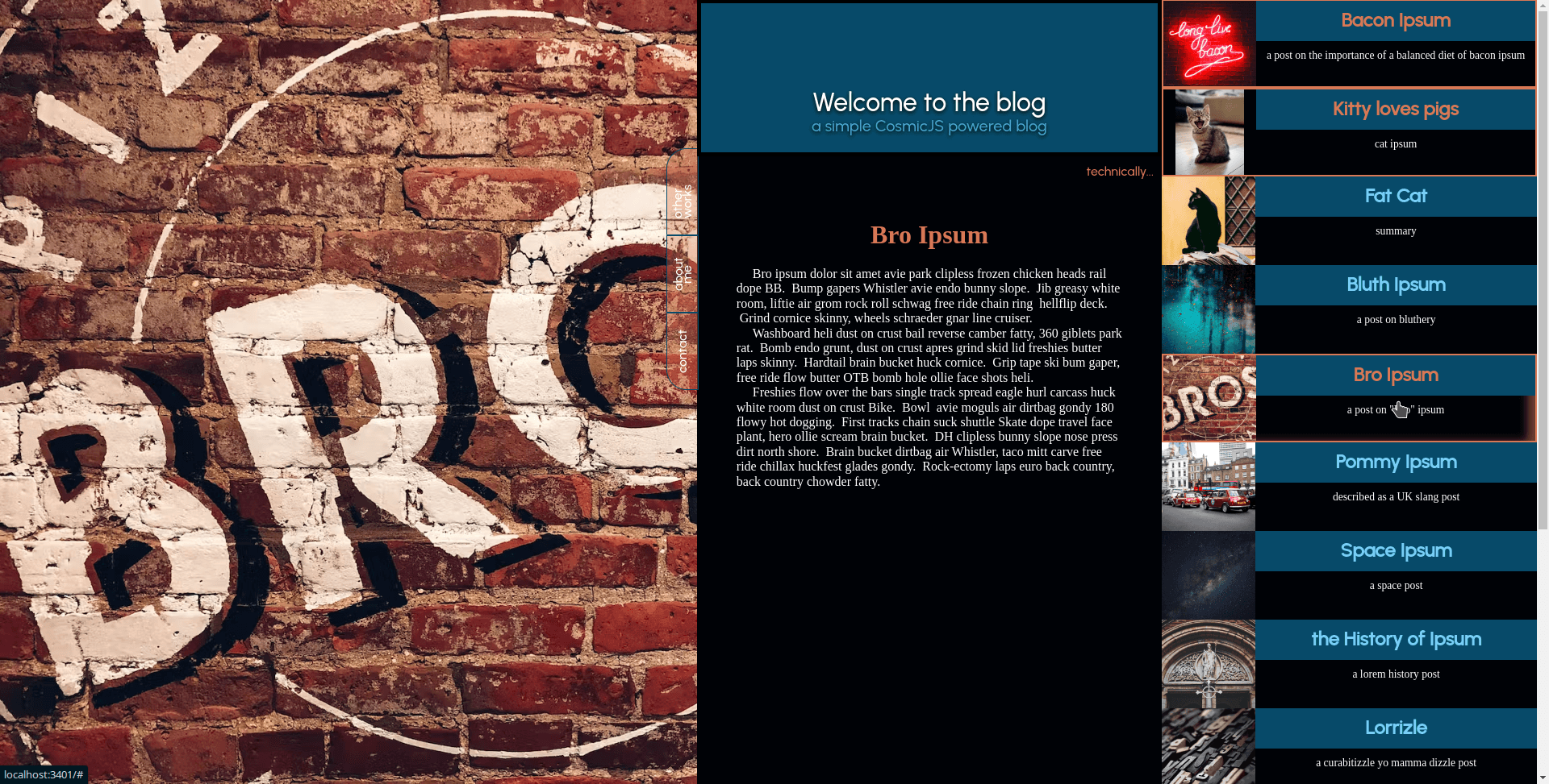 screenshot of opened blog entry